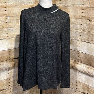 DEMOCRACY SOFT STRETCH CUTOUT MOCK NECK CASUAL WEAR PREMIUM SWEATER SIZE MEDIUM